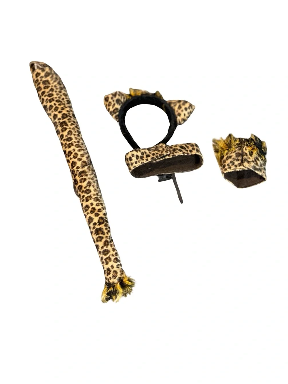 Cat Leopard Deluxe Headband Accessory Kit + Choker Necklace, Tail & Cuff